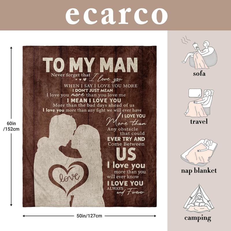 Father's Day Blanket Gift for Him - I Love You Design, 60