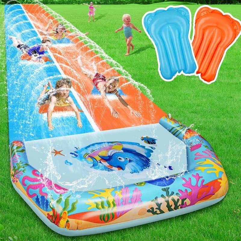 Extra Long 40FT Slip Water Slide with Bodyboards for Summer Fun