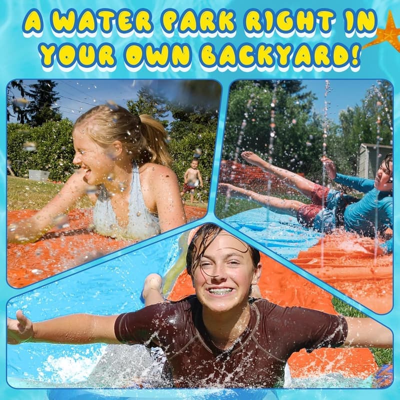Extra Long 40FT Slip Water Slide with Bodyboards for Summer Fun