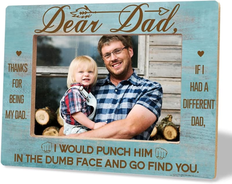 Father's Day Wood Picture Frame for Dad, Holds 8x6 Photos