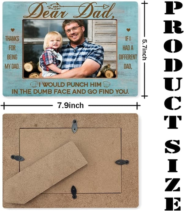 Father's Day Wood Picture Frame for Dad, Holds 8x6 Photos