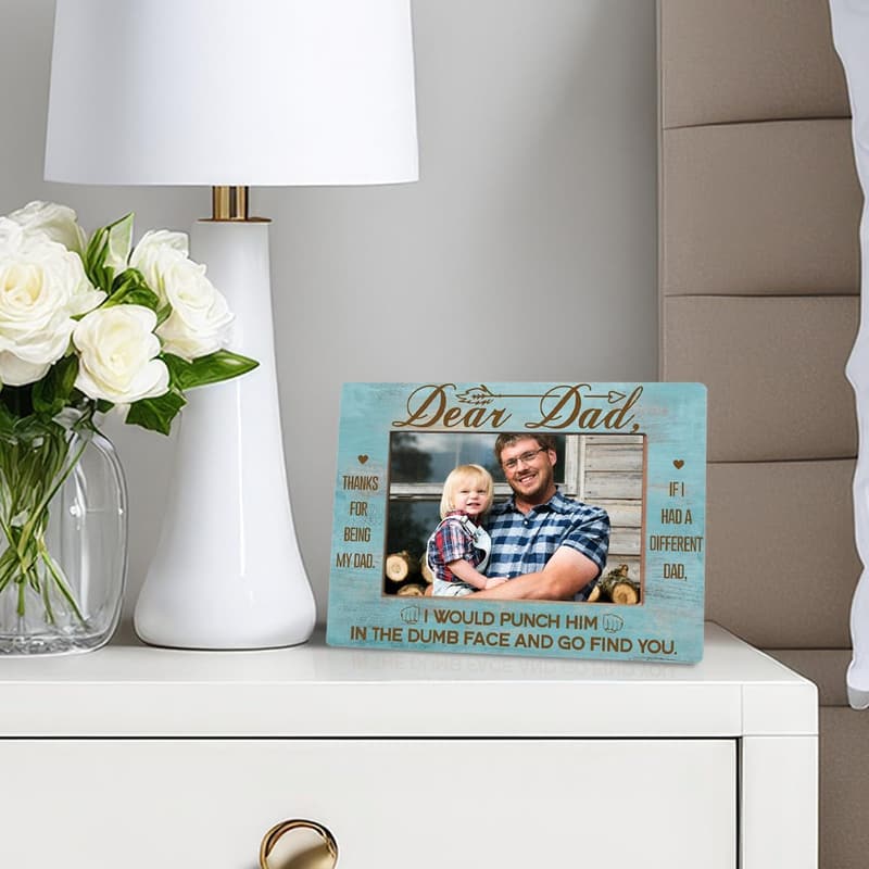 Father's Day Wood Picture Frame for Dad, Holds 8x6 Photos
