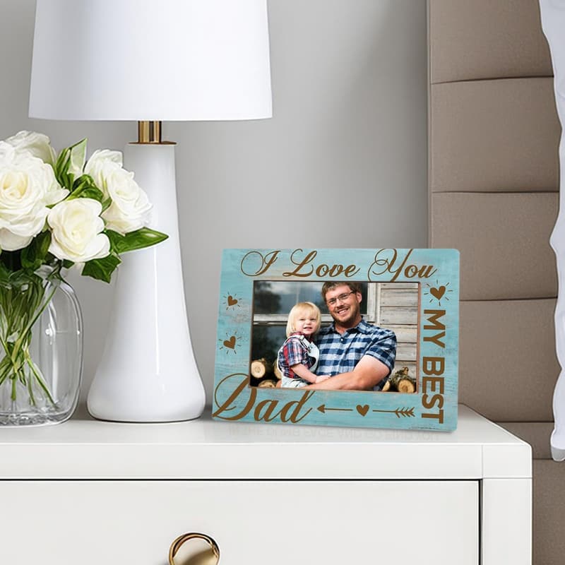 Father's Day Rustic Photo Frame for Dad with Sentimental Quotes