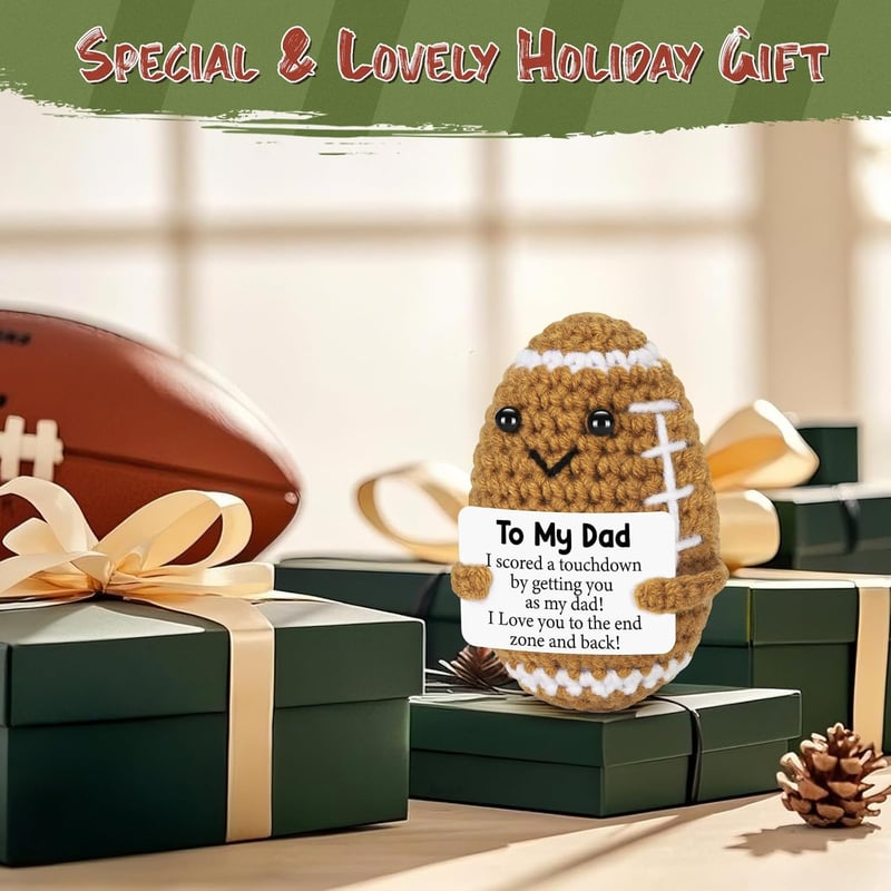 Handmade Crochet Football Dad Gift for Father's Day