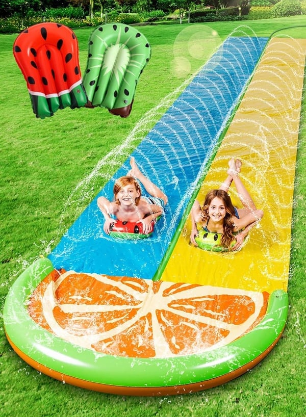 Double Lane 22.5ft Water Slide with 2 Inflatable Boards