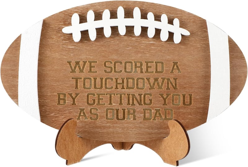 Father's Day Football-Shaped Wooden Plaque for Dad