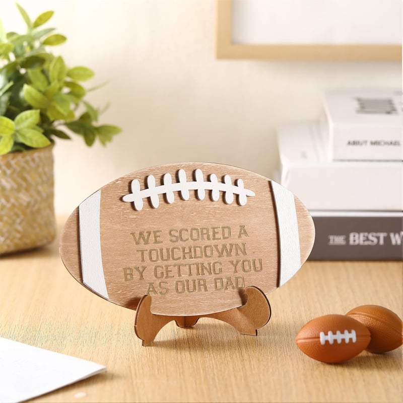 Father's Day Football-Shaped Wooden Plaque for Dad