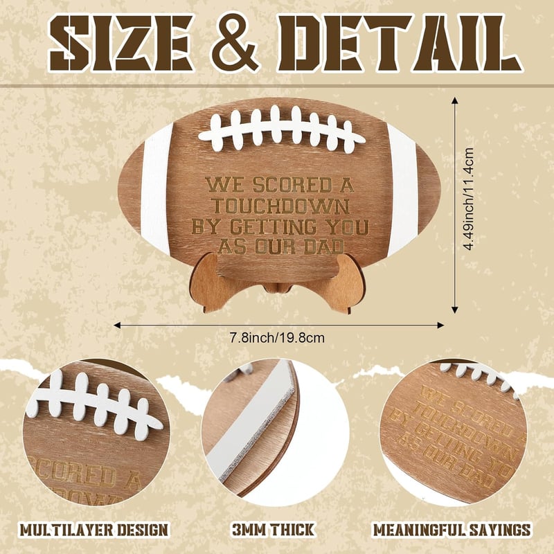Father's Day Football-Shaped Wooden Plaque for Dad