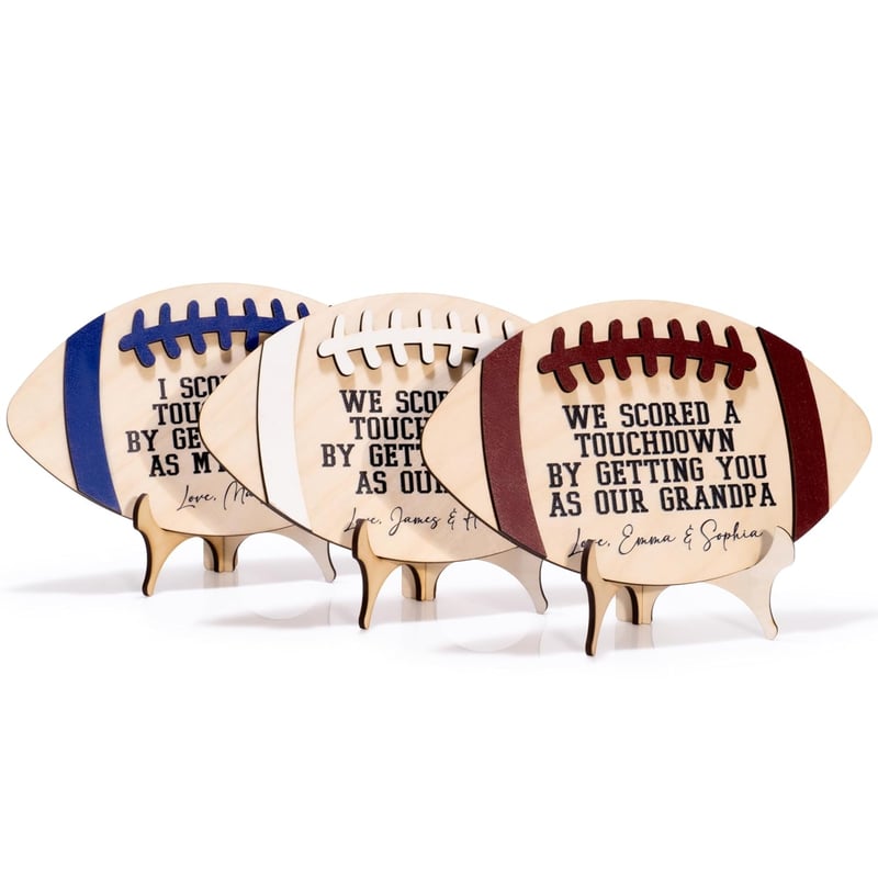 Custom 3D Dad Football Wood Sign - Father's Day Gift from Kids