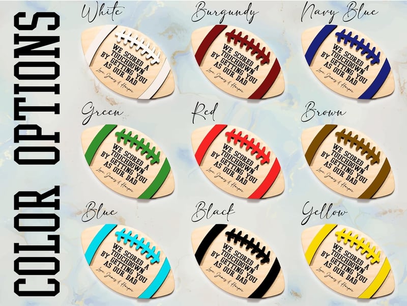 Custom 3D Dad Football Wood Sign - Father's Day Gift from Kids