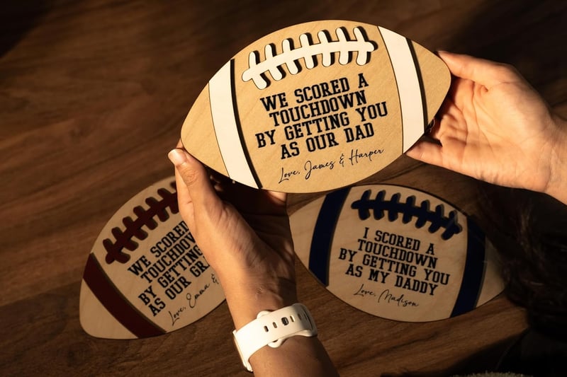 Custom 3D Dad Football Wood Sign - Father's Day Gift from Kids