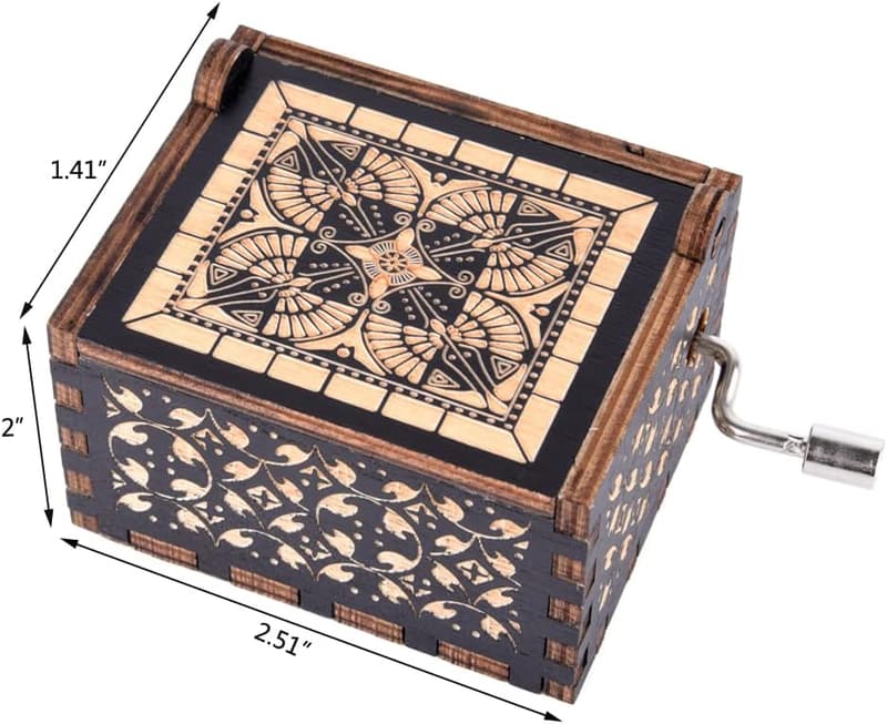 Antique Engraved Music Box for Loved Ones - Black