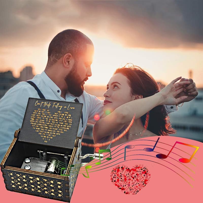 Antique Engraved Music Box for Loved Ones - Black