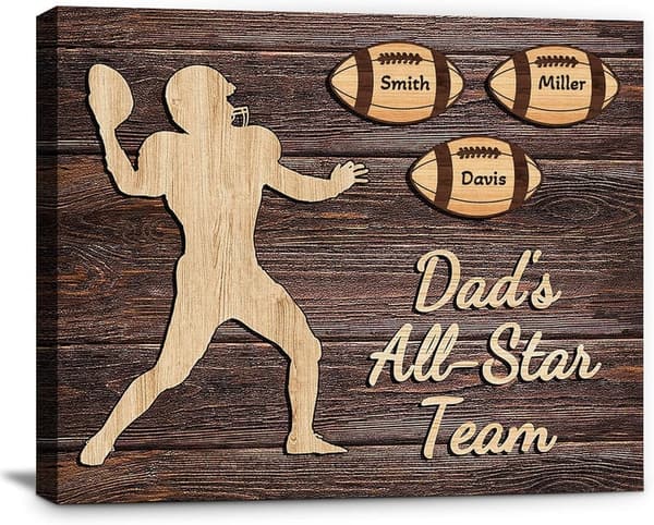 Personalized Father's Day Canvas Art - Custom Football Sign