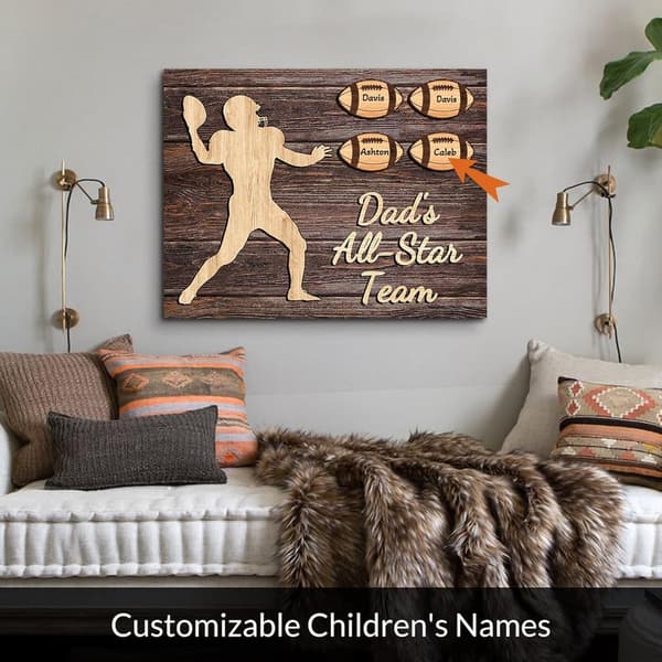 Personalized Father's Day Canvas Art - Custom Football Sign