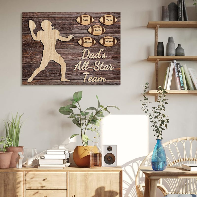 Personalized Father's Day Canvas Art - Custom Football Sign