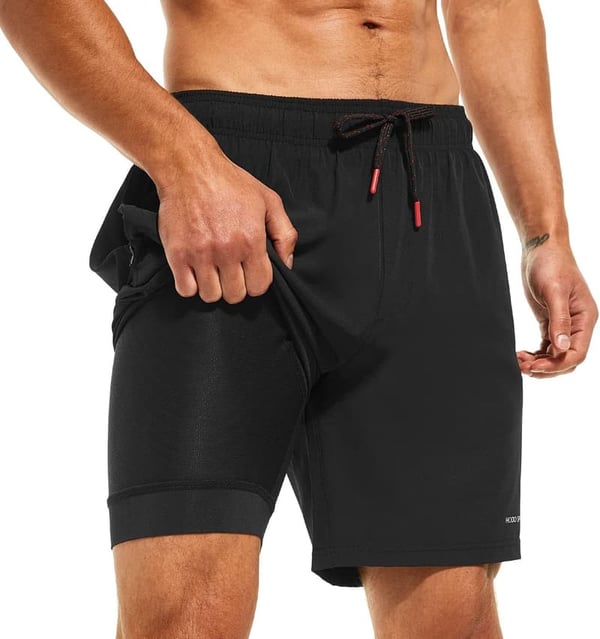 Men's Quick-Dry Swim Trunks with Compression Liner and Pockets