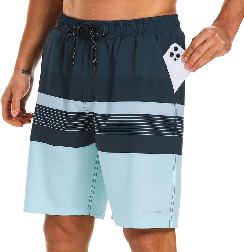 Men's Quick-Dry Swim Trunks with Compression Liner and Pockets