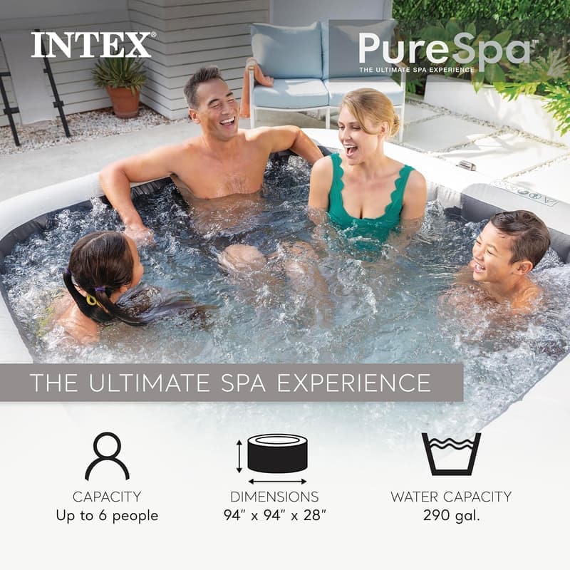 6-Person Inflatable Hot Tub with Built-in Inflation System
