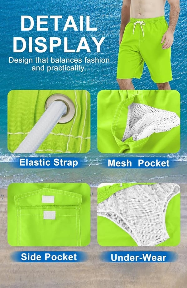 Men's Quick-Dry Swim Trunks with Mesh Lining