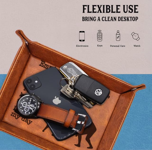 Football Dad PU Leather Desk Organizer - Unique Father's Day Gift