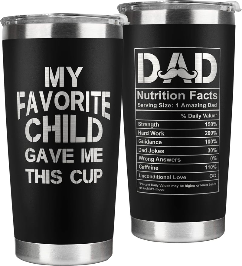 Father's Day 20 oz Black Tumbler - Gift from Kids