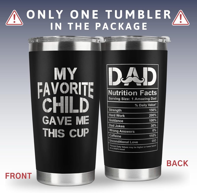 Father's Day 20 oz Black Tumbler - Gift from Kids