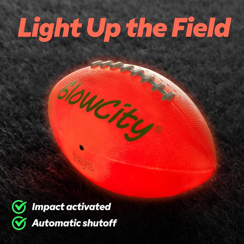 GlowCity Glow in the Dark LED Football for Evening Play