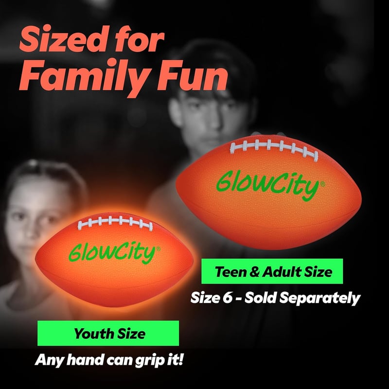 GlowCity Glow in the Dark LED Football for Evening Play