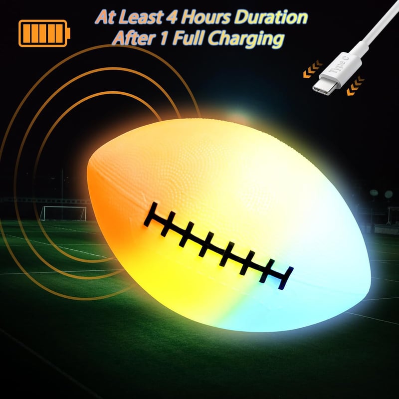 Glow in The Dark LED Football - Outdoor Sport Ball for Kids