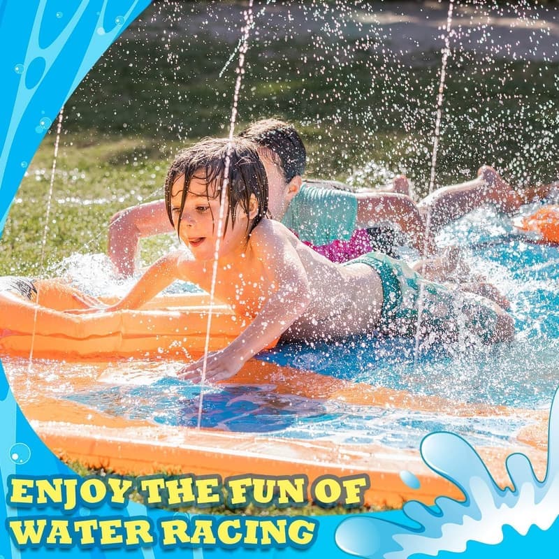 Summer Water Slide for Kids - 22ft Outdoor Slip & Slide with 2 Racing Lanes