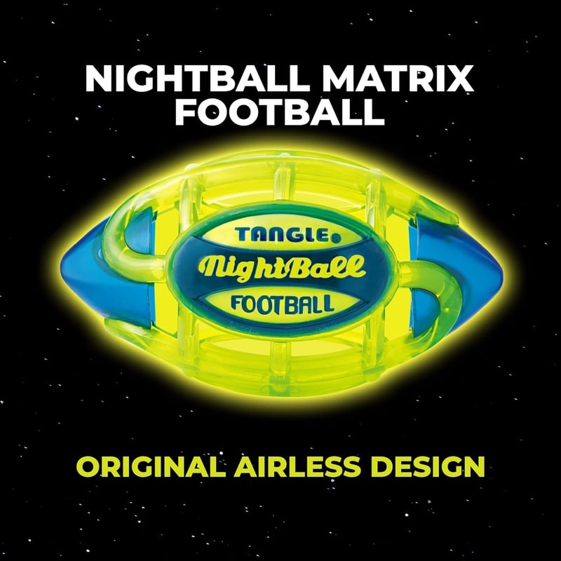 Glow in the Dark LED Football - Tangle NightBall, Green/Blue