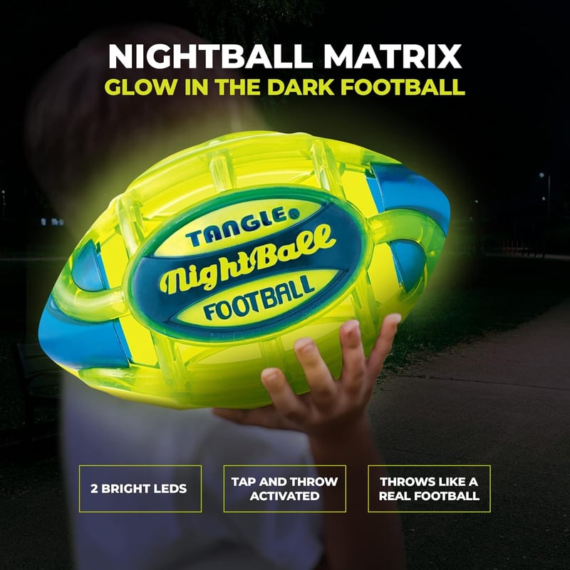Glow in the Dark LED Football - Tangle NightBall, Green/Blue