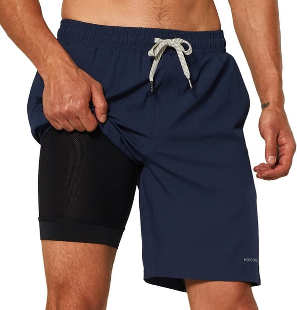 Men's Quick-Dry Swim Trunks with Compression Liner and Pockets