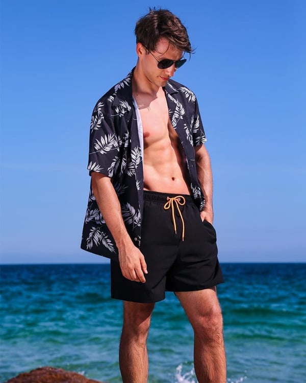 Men’s Quick-Dry Swim Trunks with Compression Liner and Zipper Pockets