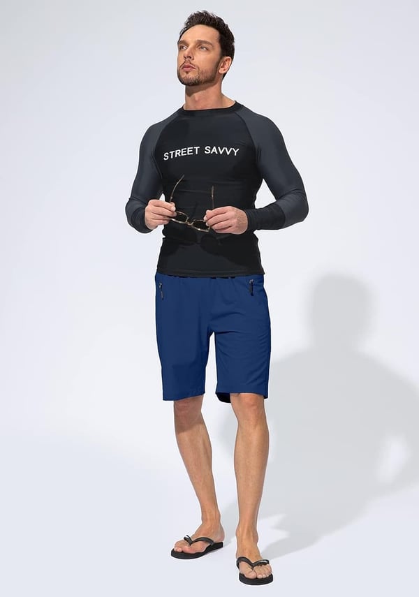 Men's Quick-Dry Swim Trunks with Zipper Pockets