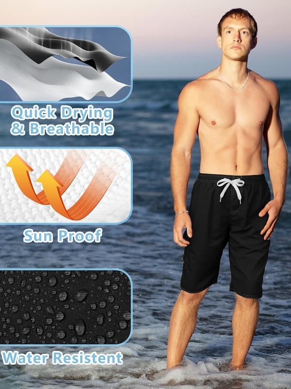 Men's Quick-Dry Swim Trunks - Waterproof Beach Shorts
