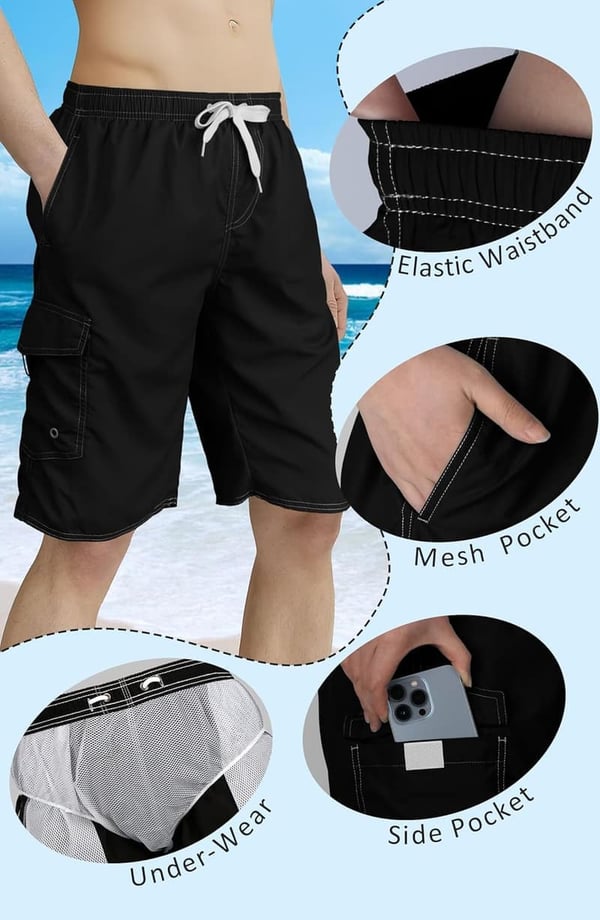 Men's Quick-Dry Swim Trunks - Waterproof Beach Shorts
