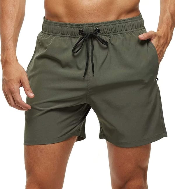Men's Quick Dry Swim Trunks with Zipper Pockets and Mesh Lining