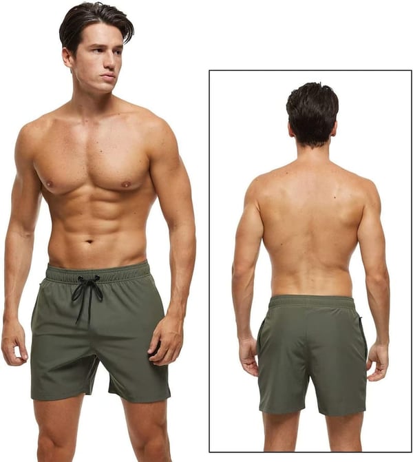 Men's Quick Dry Swim Trunks with Zipper Pockets and Mesh Lining
