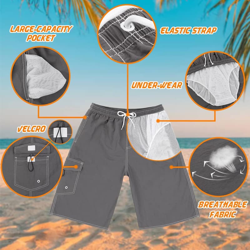 Men's Quick-Dry Swim Trunks with Mesh Lining