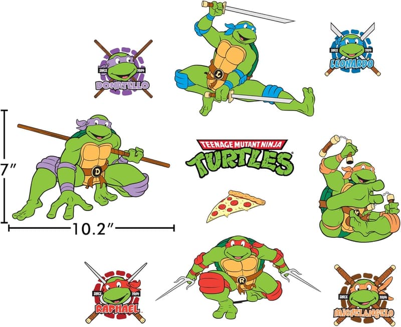 Teenage Mutant Ninja Turtles Wall Decals - Set of 10 Stickers