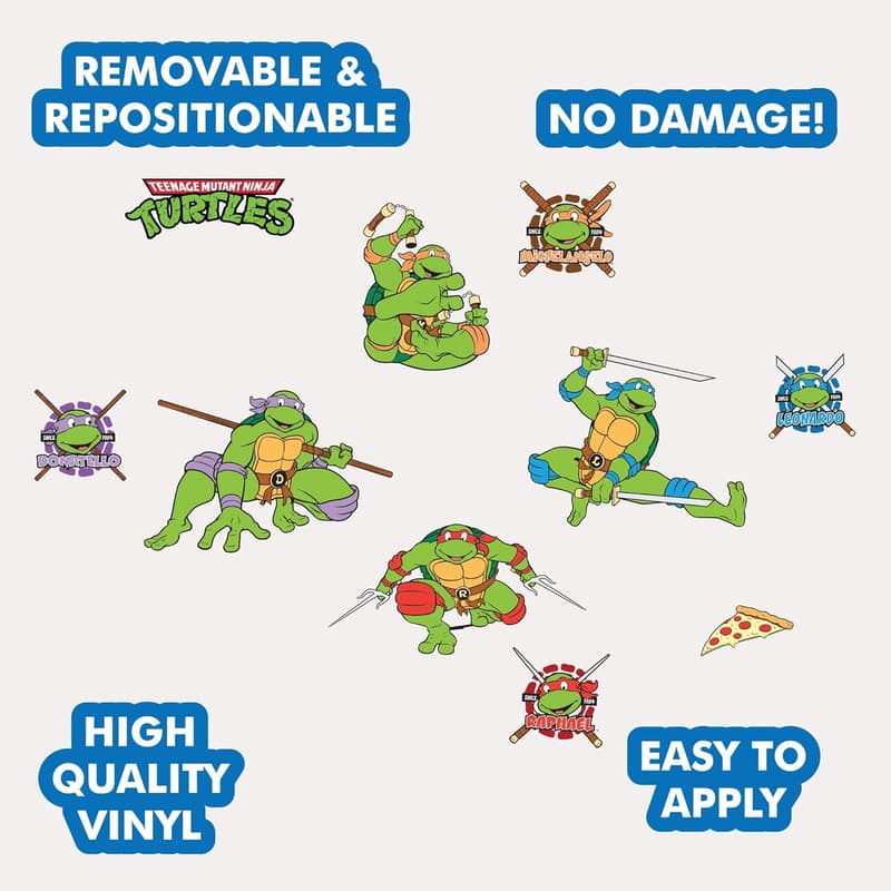 Teenage Mutant Ninja Turtles Wall Decals - Set of 10 Stickers