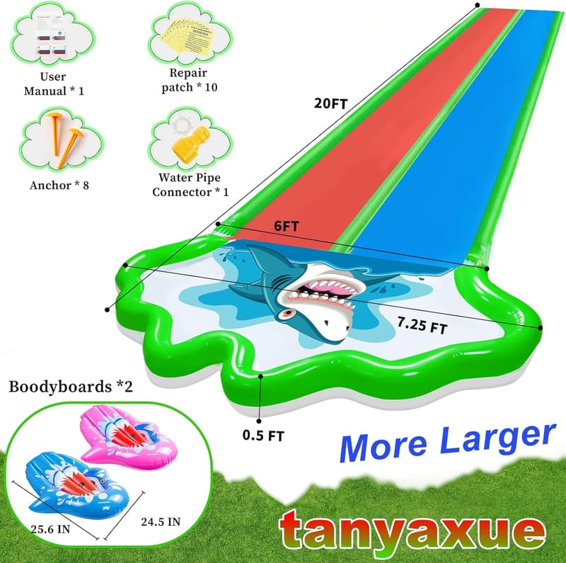 Heavy Duty Double Lane Inflatable Water Slide for Kids