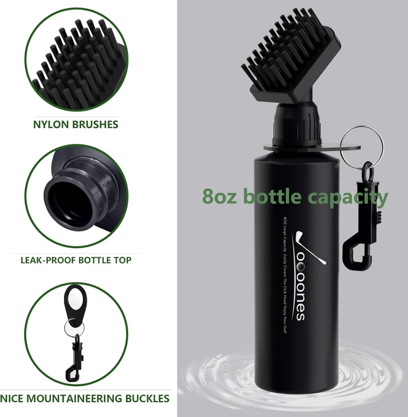 Golf Accessories: Golf Club Brush with 8oz Bottle and Clip