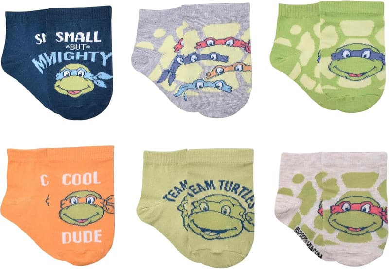 TMNT Boy's Quarter Socks 6-Pack, Navy, Ages 2T-4T