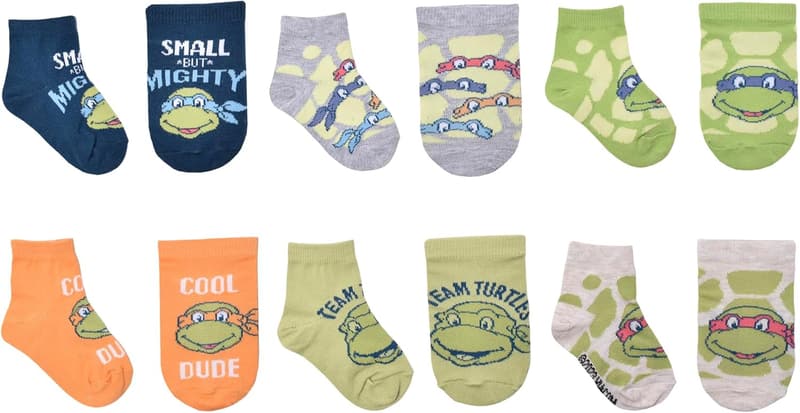 TMNT Boy's Quarter Socks 6-Pack, Navy, Ages 2T-4T