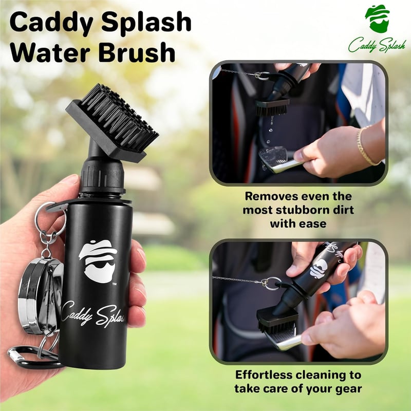 Golf Club Brush Cleaner with Retractable Clip & Water Bottle