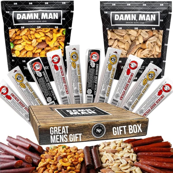 Men's Beef Jerky Gift Basket - 12pc Snack Variety for Birthdays