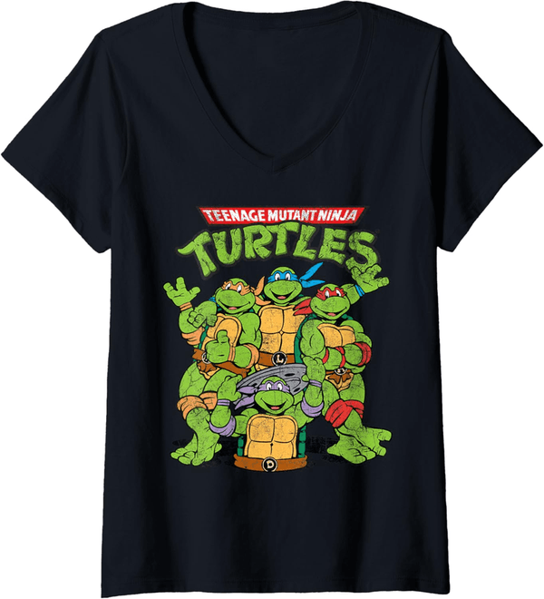 Teenage Mutant Ninja Turtles Women's Chillin' V-Neck T-Shirt